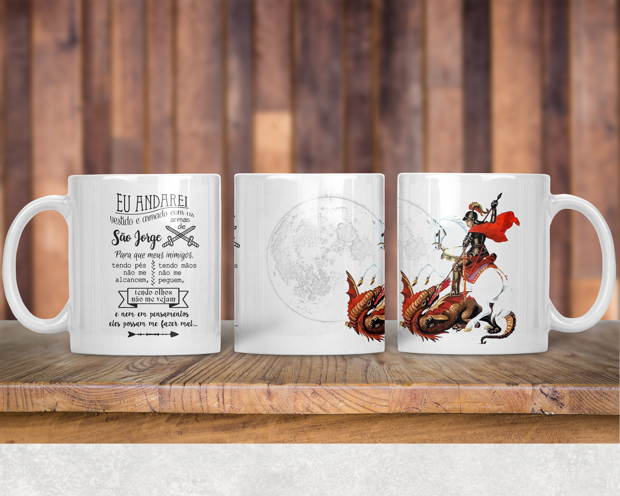 Arte Caneca São Jorge