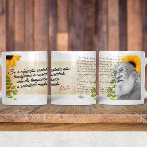 Arte Caneca Paulo Freire - Dia dos Professores
