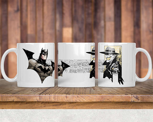 Arte Caneca Batman e Coringa estilo clássico