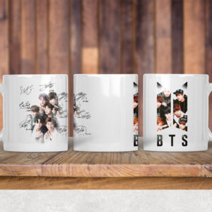 Arte Caneca BTS com autógrafos