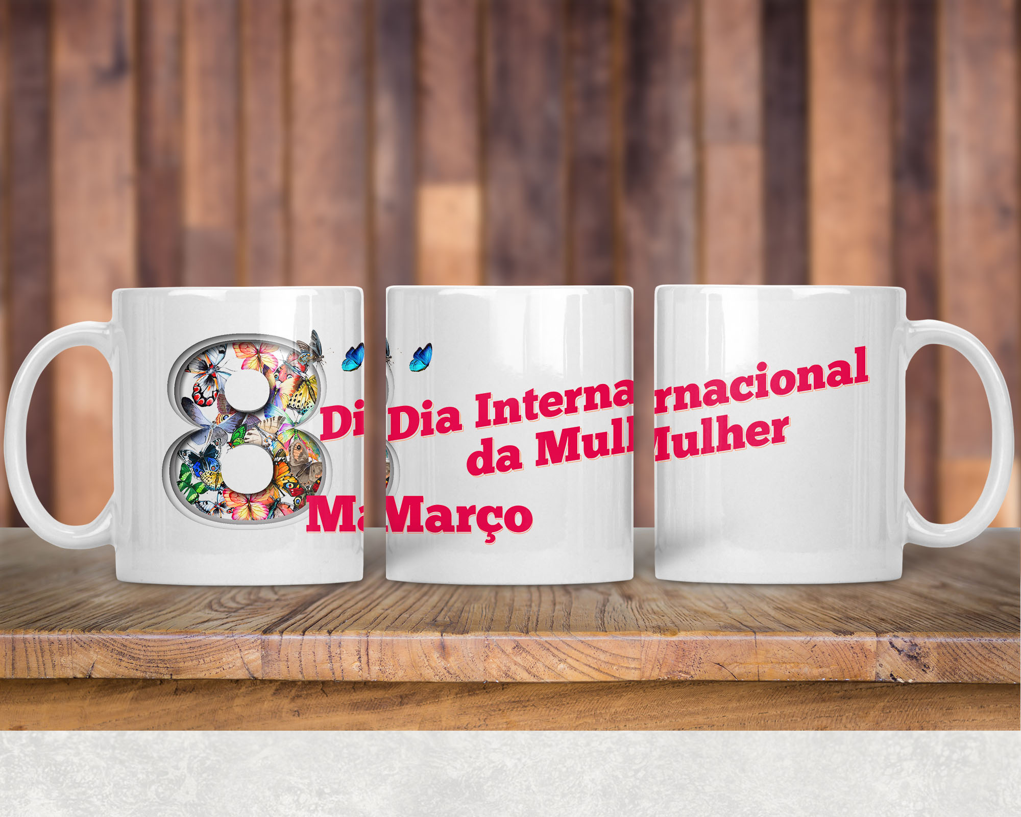 Arte para caneca Dia das Mulheres 8 de Março
